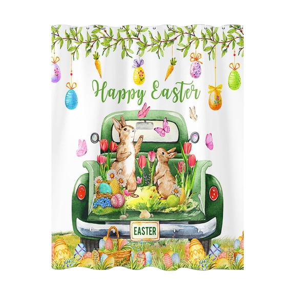 Fasiaou Easter Themed Shower Curtain with Holiday Designs for Bathroom Decor and Seasonal Home Updates,B