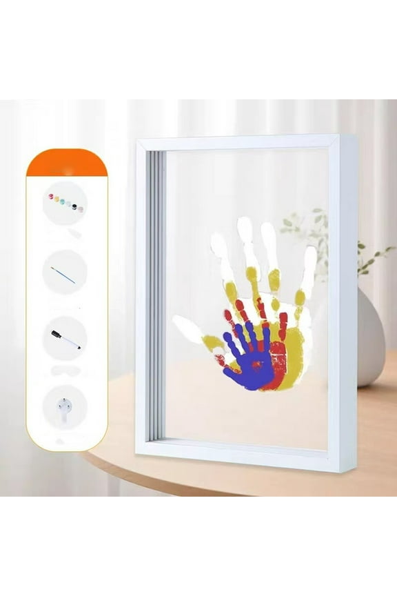 Family Handprint Kit - DIY Craft Keepsake Frame, Baby Hand Print Kits, Family Gifts for New Mom, New Parents, Grandparents, Father's Day, Mother's Day, Anniversary(White)