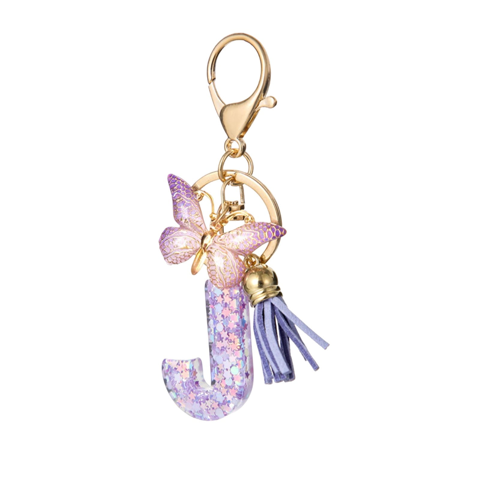 Fasiaou Fashion Alphabet Initial Letter Keychain Tassel Butterfly ...