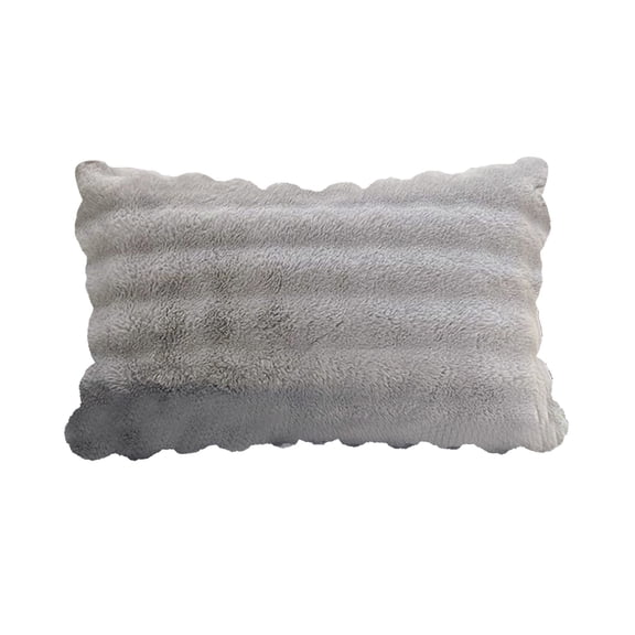 Fasiaou Faux Fur Striped Throw Pillow Covers Ultra Soft Shaggy Plush Pillow Cases Standard/Queen Size Decorative Fluffy Pillowcases Pillow Shams with Zipper Closure,Gray