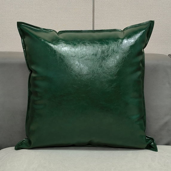 Fasiaou Faux Leather Decorative Throw Pillow Covers Modern 18x18 inch, Farmhouse Cushion Cases Luxury Pillowcases for Couch Bed Sofa Living Room,Green