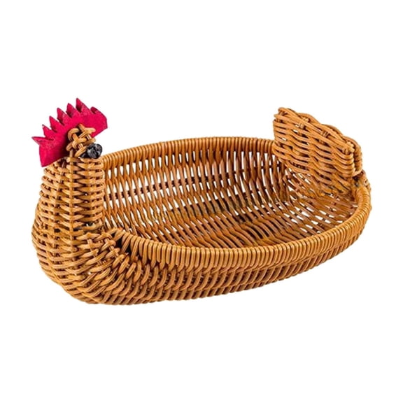 Fasiaou Faux Rattan Duck Basket Fruit Food Trays Wicker Woven Storage Bin Rattan Dish Coffee Table Ornament(A)