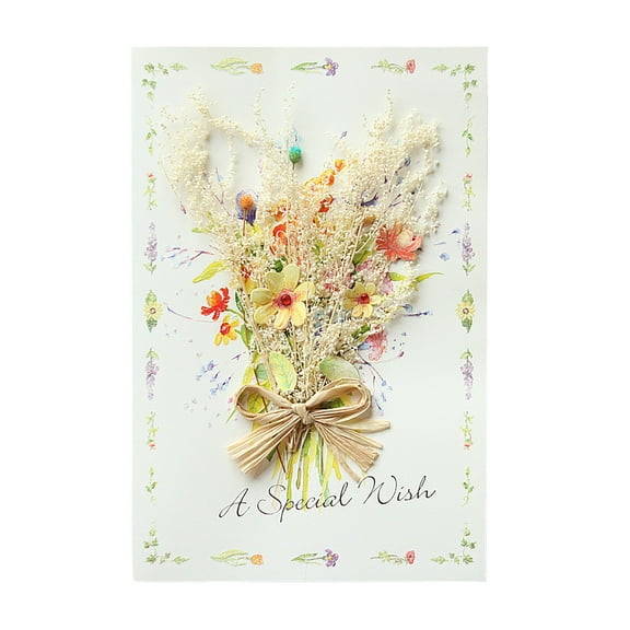 Fasiaou Floral Carnation Dried Flower Greeting Cards, Love You, Ideal Gifts for Birthday, Mothers Day, Valentines Day, Mom, Wife, Her, Girlfriend, Daughter, 5x7 - Includes Envelope And Message Note