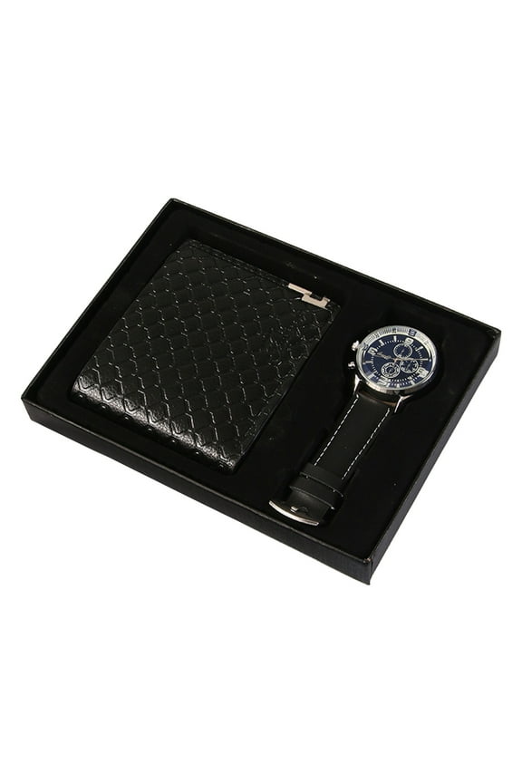 Gift Set Men's Watch Black- Wallet,Black