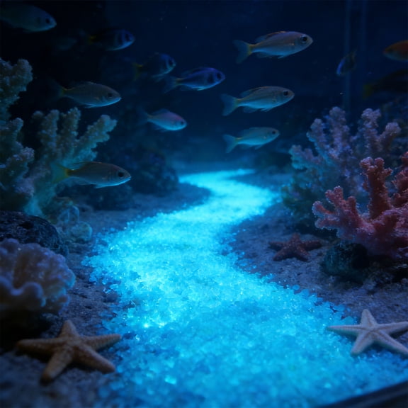 Fasiaou Glow in the Dark Aquarium Sand, Fluorescent Gravel for Fish Tank Decor, Luminous Substrate for Vases, Party, Night Light, 3-5mm Multicolor Stones