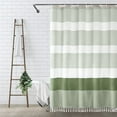 thumbnail image 1 of Fasiaou Green Shower Curtains for Bathroom, Boho Shower Curtain Stripe, Farmhouse Shower Curtain Tan with Hooks, Neutral Shower Curtain Faux Linen, Water Repellent, 72x72 Inche, 1 of 6