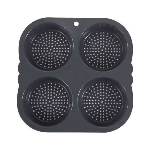 Fasiaou Hamburger Bun Pan, Non-Stick Food Grade Silicone Bread Loaf Pan, 4 Cavity Perforated Hamburger Bun Mold Baking Pan for Homemade Buns