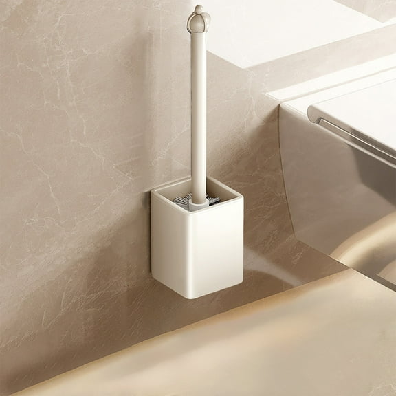 Fasiaou Hard Bristle Toilet Brush Set - Heavy Duty Bathroom Cleaning Kit with Long Handle for Deep Scrubbing, Compact Modern Design for Toilet Bowl Sink and Shower Cleaning, Durable Bristles