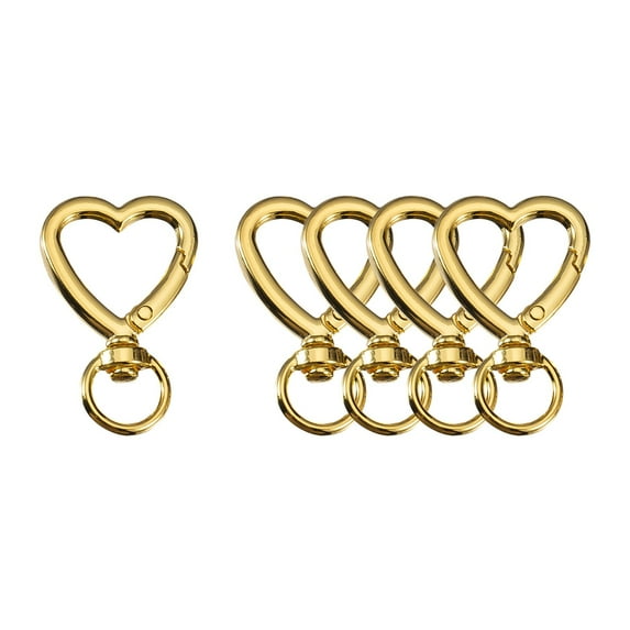 Fasiaou Heart-Shaped Spring Keychain Clips-Carabiner Hooks,Trigger Snap Clips,Key Ring Hooks for Bags,Purses,Handbags-DIY Craft Buckles,Valentines Day Accessories,Gold