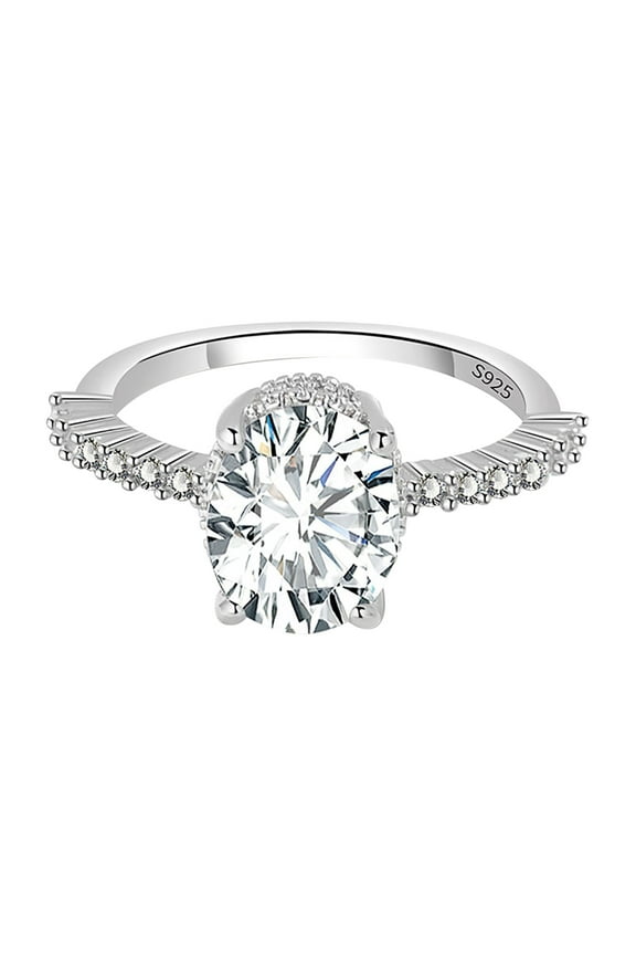 Imitation Diamond Mossanite Luxury Round Bag Four-claw Wedding Ring For Ladies/house/A Gift