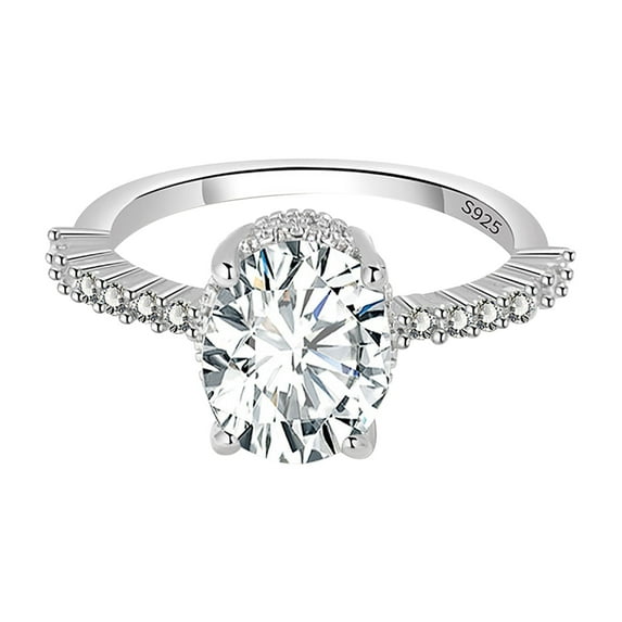 Fasiaou Imitation Diamond Mossanite Round Bag Four-claw Wedding Ring For Ladies/house/A Gift