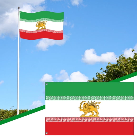Fasiaou Iran Pahlavi Historical Flag 3x5 FT, Polyester Material for Outdoor Indoor Display, Parade, Collectible Decoration,As Show