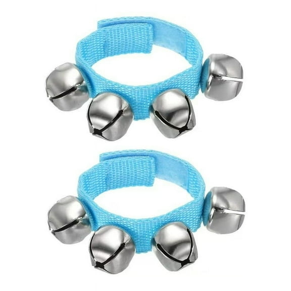 Fasiaou Jingle Bells Wrist Ankle Bracelets Set of 4 Percussion Musical Instruments for Christmas Party Dance Performance Costume Accessories Silver Gold