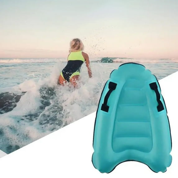 Fasiaou Kids Inflatable Surf Body Board with Handles and New Push-Button Valve, Lightweight Swimming Floating Surfboard Aid Mat Learn to Swim, Beach Safety Theme Surfing