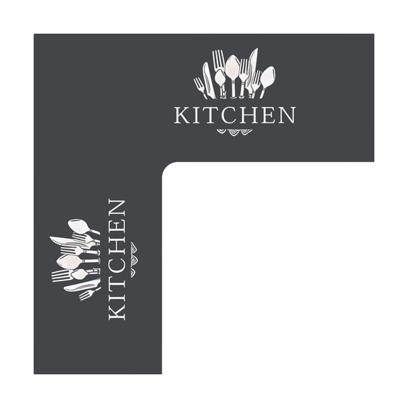 Fasiaou L-Shaped Kitchen Runner Rug with Absorbent Non-Slip Backing for Safe and Washable Use,Gray