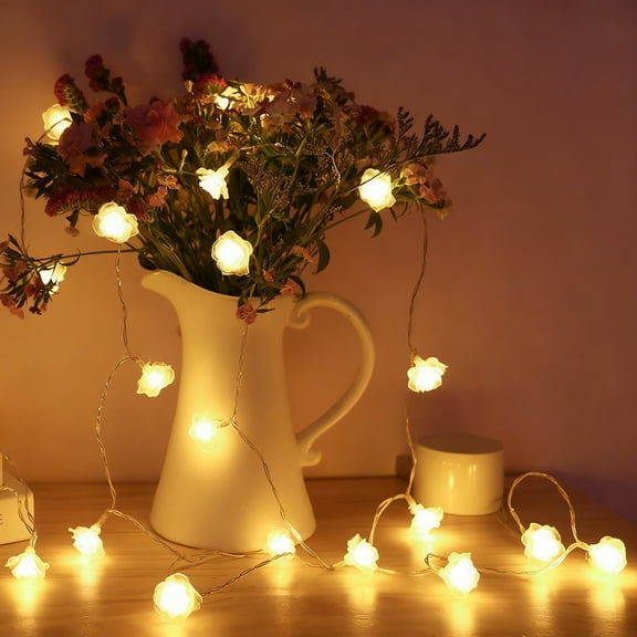 Fasiaou LED Light String Rose Battery Box Indoor Wedding Decoration Festival Decoration,As Show