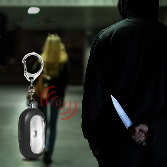Fasiaou LED Personal Safety Alarm– Travel Safe Waterproof – Gift for Women College Girls – Self Defense Keychain – Extra Loud Siren–Strobe Light–Cute Key Chains Protection (Black)