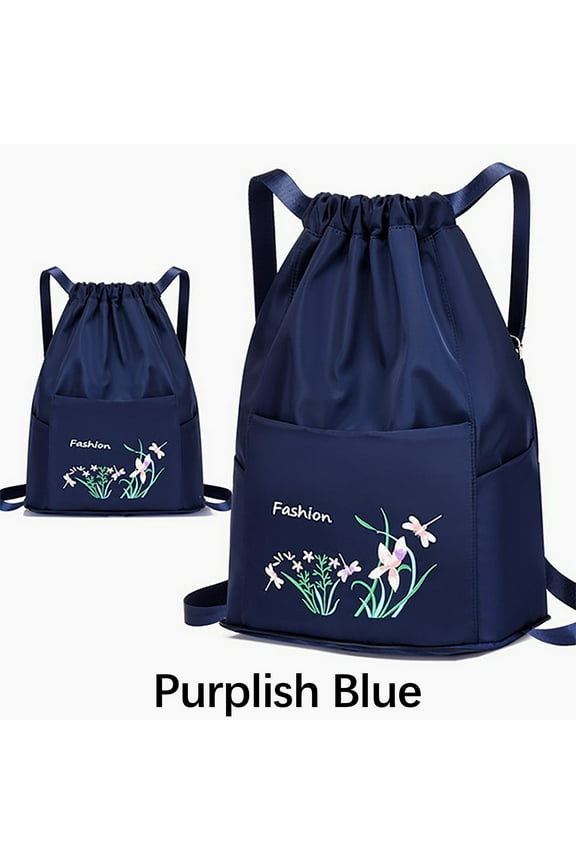 Large Drawstring Backpack Bag, Sports Gym Bag String Sackpack with Shoes Compartment, Waterproof String Bag Cinch for Women Men(Dark Blue)