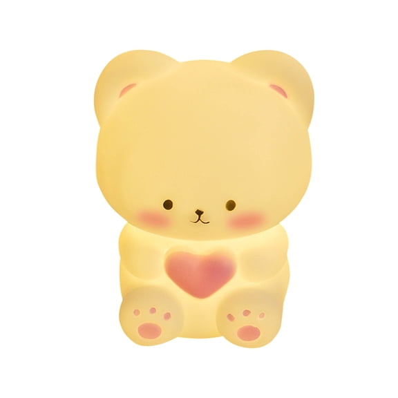 Fasiaou Led Cute Teddy Bear Night Light, Dimmable Nursery Kawaii Lamps, Super Squishy Silicone Touch Control Night Lamp, Used for Camping Party Room Decor,As Show