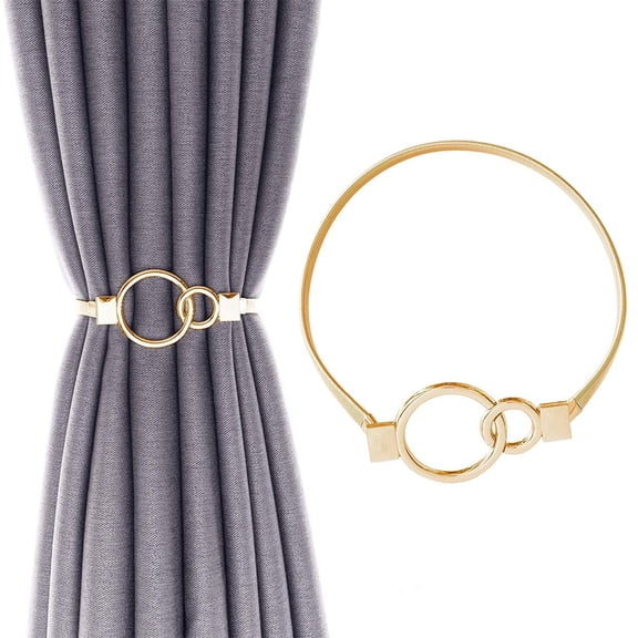 Fasiaou Magnetic Curtain Tiebacks 2 Pack Gold Curtain Rope Tieback Curtain Holders for Drapes Modern Tie Backs Decorative Curtain Holdbacks