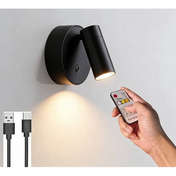 Fasiaou Matte Black Adjustable Wall Sconce 360 Rotatable LED Modern Indoor Light for Bedroom Living Room Hallway Reading Lighting Hardwired