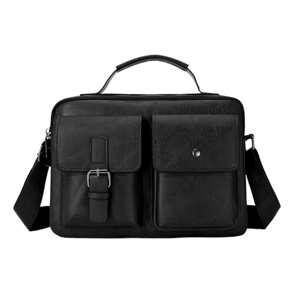 Fasiaou Messenger Bag for Men, Briefcases Lightweight Men's Laptop Bag Water Resistant Crossbody School Satchel Bags Computer Work Office Bag with Shoulder Strap,Black
