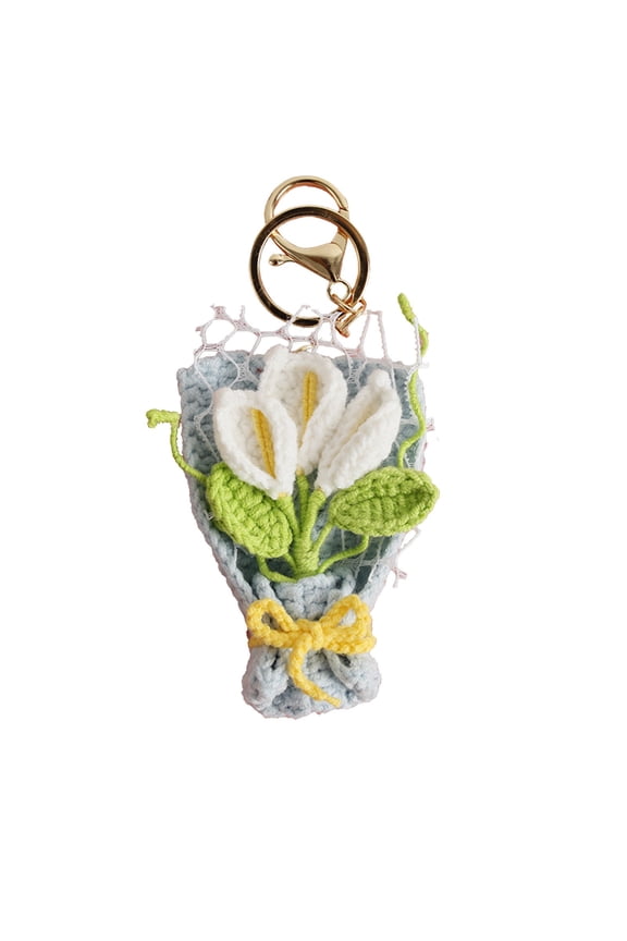 Mini Crochet Flowers Bouquet Keychain, Knitted Flower - Mothers Day Valentines Gifts for Women Mom Wife,D