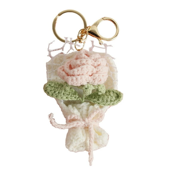 Fasiaou Mini Crochet Flowers Bouquet Keychain, Knitted Flower - Mothers Day Valentines Gifts for Women Mom Wife,H