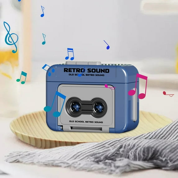 Fasiaou Mini Tape Recorder Keychain, Plastic Recordable Retro Mini Cassette Tape Player Keychain with Music for Backpacks, Handbags, Cassette Recorder,Blue