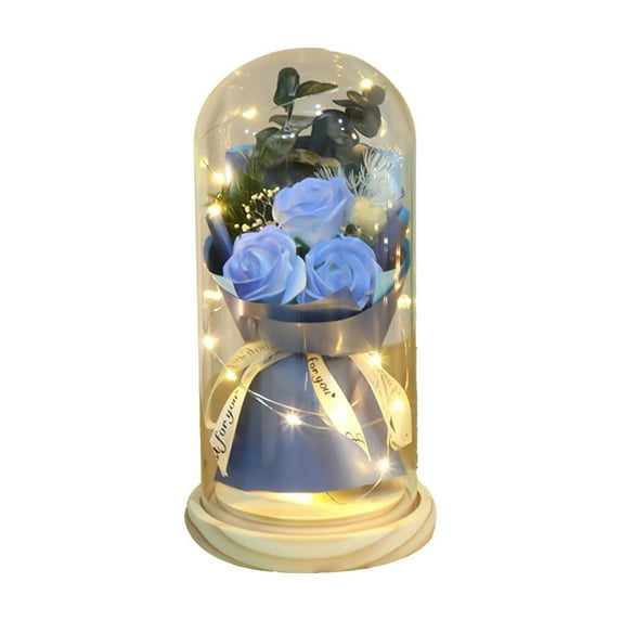 Fasiaou Mothers Day Mom Gifts: LED Galaxy Glass Flower Forever Rose in Glass Dome, Light Up Preserved Roses for Women, Mothers Day Birthday Gifts and Valentines Day Presents for Her,Blue