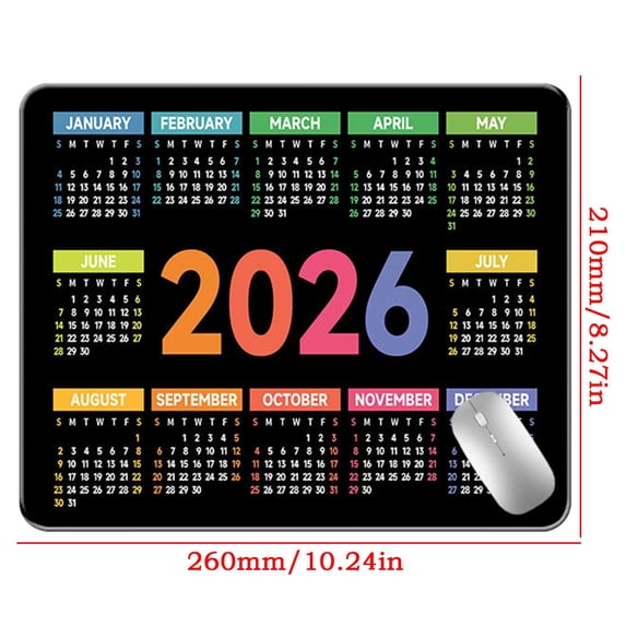 Fasiaou Mouse Pad 2026 Calendar Stitched Edge,Computer Mouse Pads Calendars Non-Slip Rubber Desk Mat Mousepad Gaming Office Keyboard Mat,C