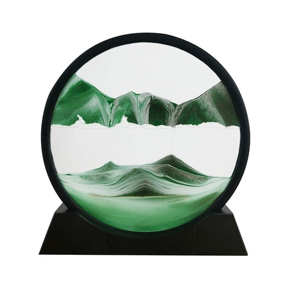 Fasiaou Moving Sand Art, 3D Liquid Motion Deep Sea Sandscape Color Quicksand Decor, Round Glass Flowing Circle Sand Art Sandscapes Picture, Relaxing Desktop Home Office Work Decor, 7 inch