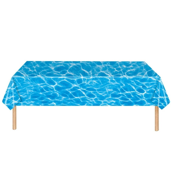 Fasiaou Ocean Waves Plastic Tablecloth Ocean Table Cover Water Print Table Cover Ocean Sea Tablecloth Blue for Beach Pool Birthday Party Decoration Shower Supplies (54 x 108 Inch)