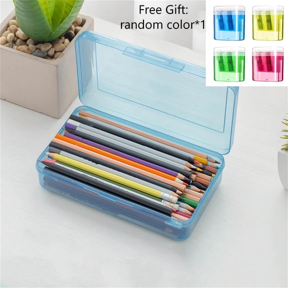 Fasiaou Pencil Box Large Capacity Plastic Pencil Case Transparent Hard Stackable Stationery Storage Case with Snap Lid Crayon Box Multipurpose Small Container for Pens Pencils Supply Boxes