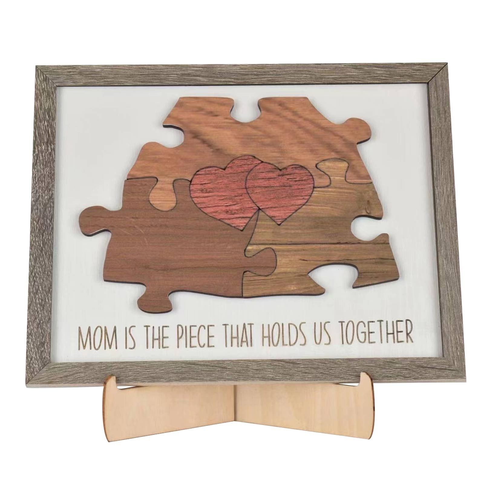 Personalized Dad Puzzle Sign – Wooden 'You Are The Piece That Holds Us Together' Sign With Up To 9 Names, 7.87x7.87"