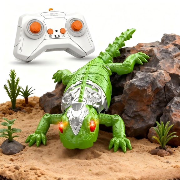 Fasiaou Rechargeable RC Climbing Gecko Robot Toy with LED Eyes, Remote Control Wall Crawler for Educational STEM Gift for Christmas Birthday Holiday