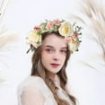 thumbnail image 1 of Fasiaou Rose Flower Crown Boho Flower Headband Hair Wreath Floral Headpiece Halo with Ribbon Wedding Party Festival Photos,Valentine's Day Yellow, 1 of 6