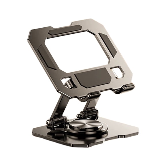 Fasiaou Rotating Desktop Tablet Stand with Foldable Design for Secure Metal Phone Holder Placement and Portable Office Use,Black#1