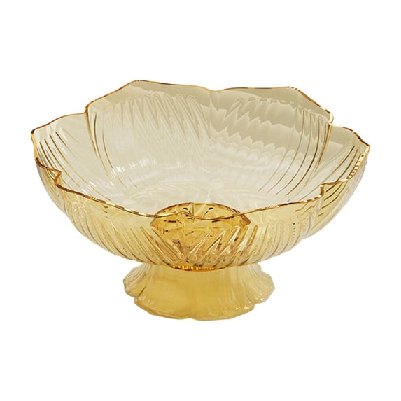 Fasiaou Scalloped Ruffle Bowl, Scalloped Edge Decorative Fruit Bowl for Kitchen Counter, Modern Flower Shaped Centerpiece Dish for Dining Table, Wedding Gift, Rustic Farmhouse Home Decor,Gold