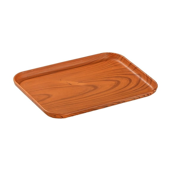 Fasiaou Serving Tray, Rectangle Non-Slip Tea Coffee Snack Plate, Food Meals Serving Tray with Raised Edges for Home Kitchen Restaurant,Brown