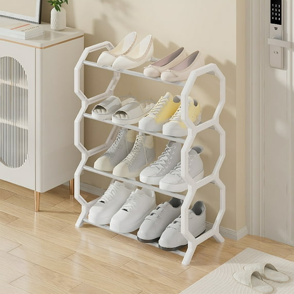 Fasiaou Shoe Rack Organizer, Industrial Shoe Storage Shelf, Narrow Sturdy Metal Shoe Shelves for Closet Entryway(White)