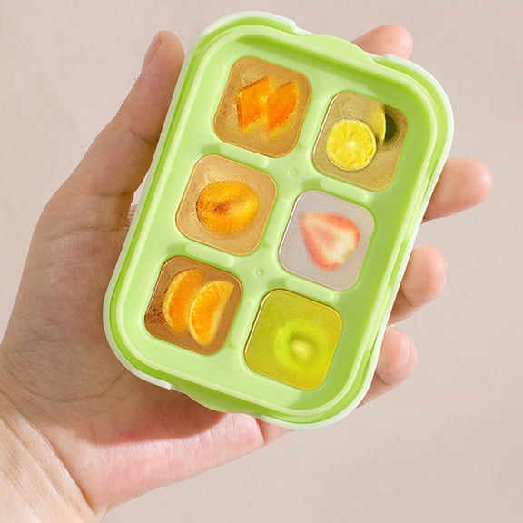 Fasiaou Silicone Ice Cube Tray with Lid, 6 Compartment Mini Ice Making Box, BPA Free Flexible Ice Mold for Cold Drinks, Cocktails, Juice, Kitchen Freezer Storage