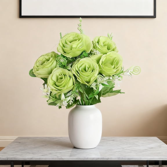 Fasiaou Simulated Bouquet Of 6 Flower Heads Artificial Flowers for Party Wedding Decoration and Hall Event Centerpieces,Green