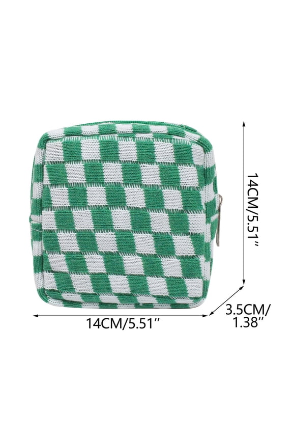 Small Coin Purse Pouch Mini coin Bag Unique and Cute Wallet Cosmetic Bags Change Bag for Women Girls Men Checkered Pattern,Green