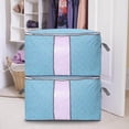 thumbnail image 1 of Fasiaou Soft Canvas Storage Bags with Zipper. Thick Breathable, King/Queen Comforter Organizer. Four Carrying Handles and Window. Large 24x15x13in Bag for Sheets Blankets Bedding Pillows, Clothes, 1 of 5