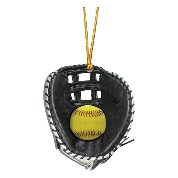 Fasiaou Softball Glove Ornament, Acrylic Softball Gift, Sports Ornament for Softball Lovers, Hanging Pendant for Car or Backpack, for Softball Players and Fans (D)