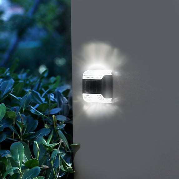 Fasiaou Solar Fence Lights, 1 Pack Outdoor Waterproof Solar Powered Warm Wall Lights - 100 Lumens Super Bright Dusk to Dawn Deck Light for Yard, Pool, Railing, Patio, Porch - Black