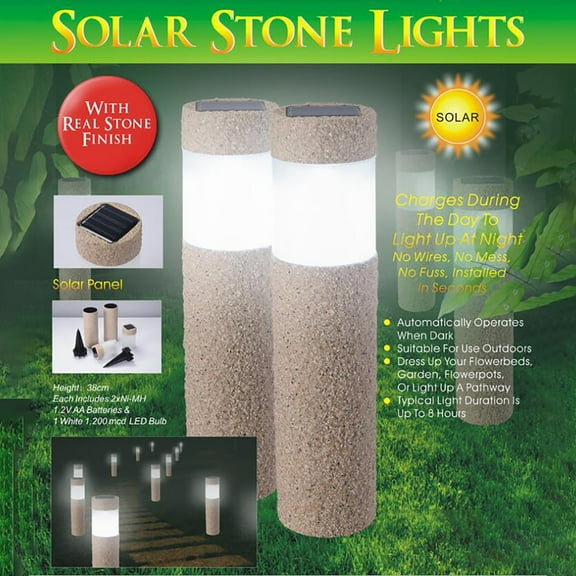 Fasiaou Solar Sandblasting Garden Lights, Resin Landscape Decoration Lights for Yard, Pathway, Gardening, 15x2 Inch,As Show