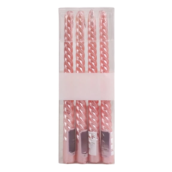 Fasiaou Spiral Tapered Candles,-Set of 4 Tapered Candles, Tall Candlesticks, Long Candl Sticks, Home Dinner, Party, Wedding, Halloween,Pink