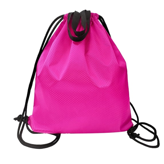 Fasiaou Sports Drawstring Backpack Gym Sack with Shoe Compartment, Durable Oxford Fabric, Water-Resistant Cinch Bag for Men & Women, Foldable & Spacious Athletic Sackpack for Travel Fitness(Hot Pink)